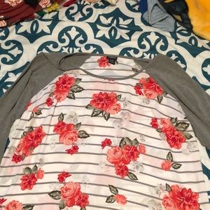 White and gray raglan shirt